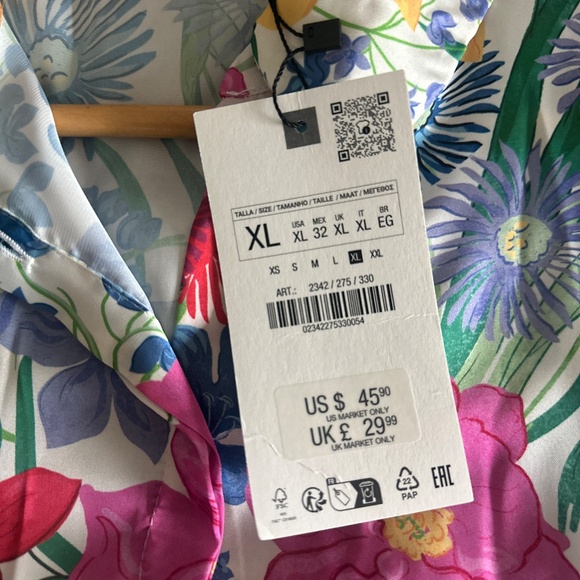 Zara Floral Print Satin Shirt - Picture 2 of 2